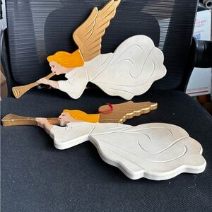 Two Vintage Taiwan Angel with Horn Decor